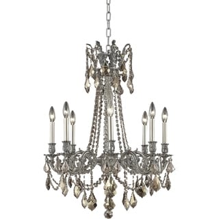 Fleur Illumination 8 light Pewter Chandelier (Pewter/swarovski elements crystals (golden teak)) - Chandeliers For Bedrooms by Overstock.com