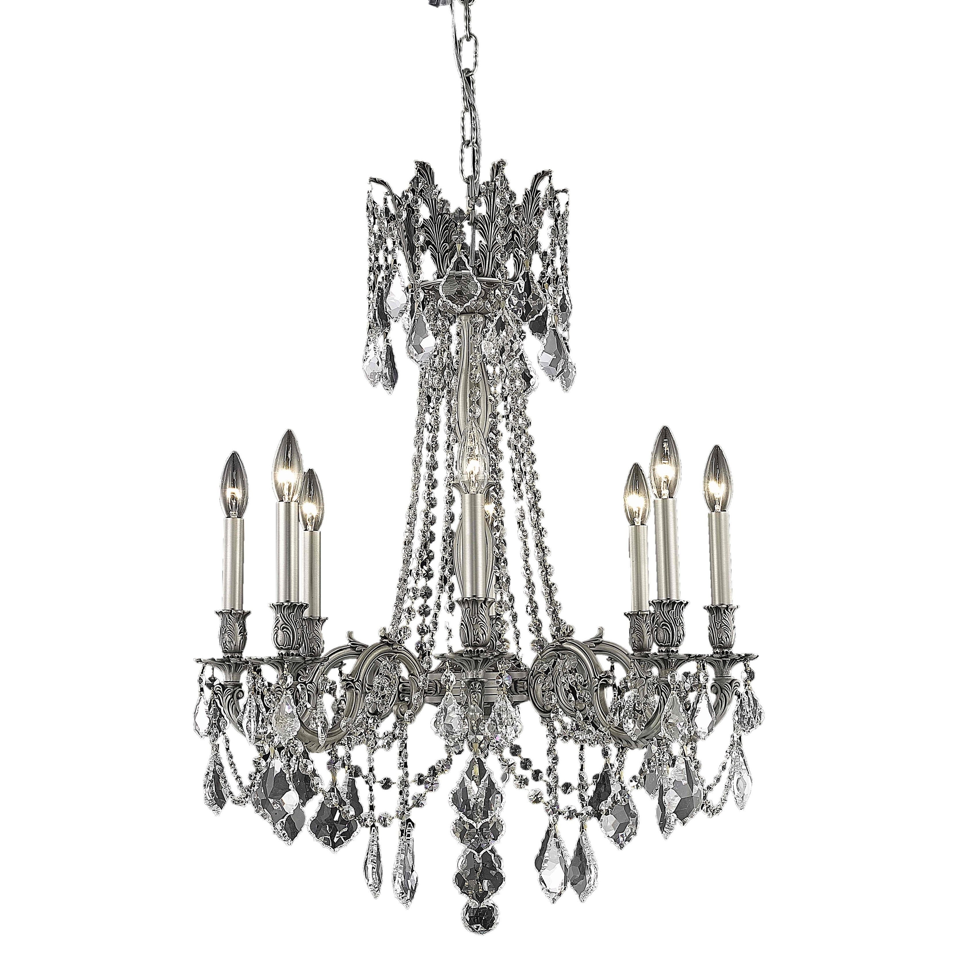 Fleur Illumination 8 light Pewter Chandelier (elegant cut crystals/Pewter) - Chandeliers For Bedrooms by Overstock.com