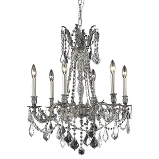 Fleur Illumination 6 light Pewter Chandelier (swarovski elements crystals/Pewter) - Chandeliers For Bedrooms by Overstock.com