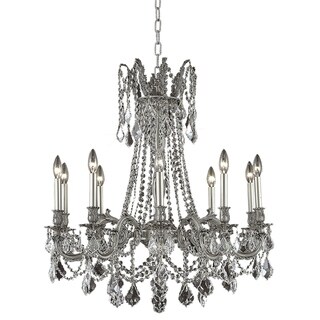 Fleur Illumination 10 light Pewter Chandelier (swarovski elements crystals/Pewter) - Chandeliers For Bedrooms by Overstock.com