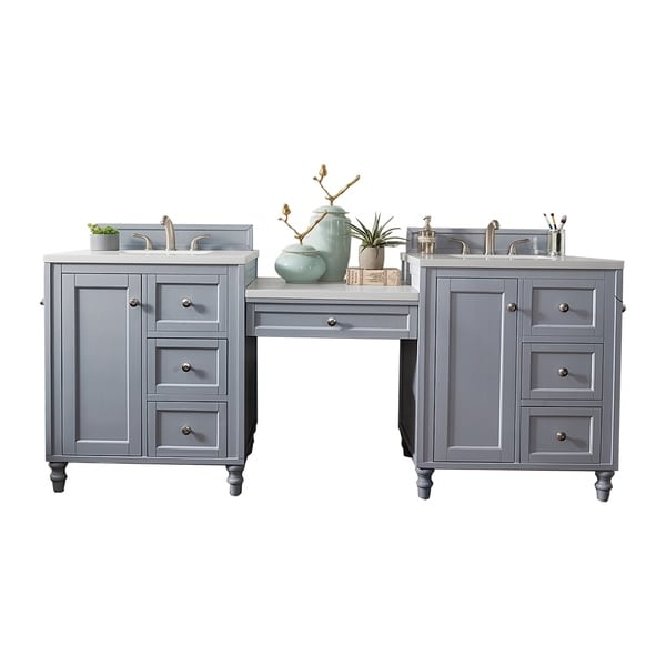Copper Cove Encore 86 Double Vanity Set Silver Gray With Copper Cove Encore 86 Double Vanity Set Silver Gray With Makeup Table 3