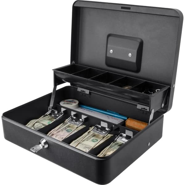 slide 2 of 5, Barska 12 inch Standard Register Style Cash Box with Key Lock - N/A