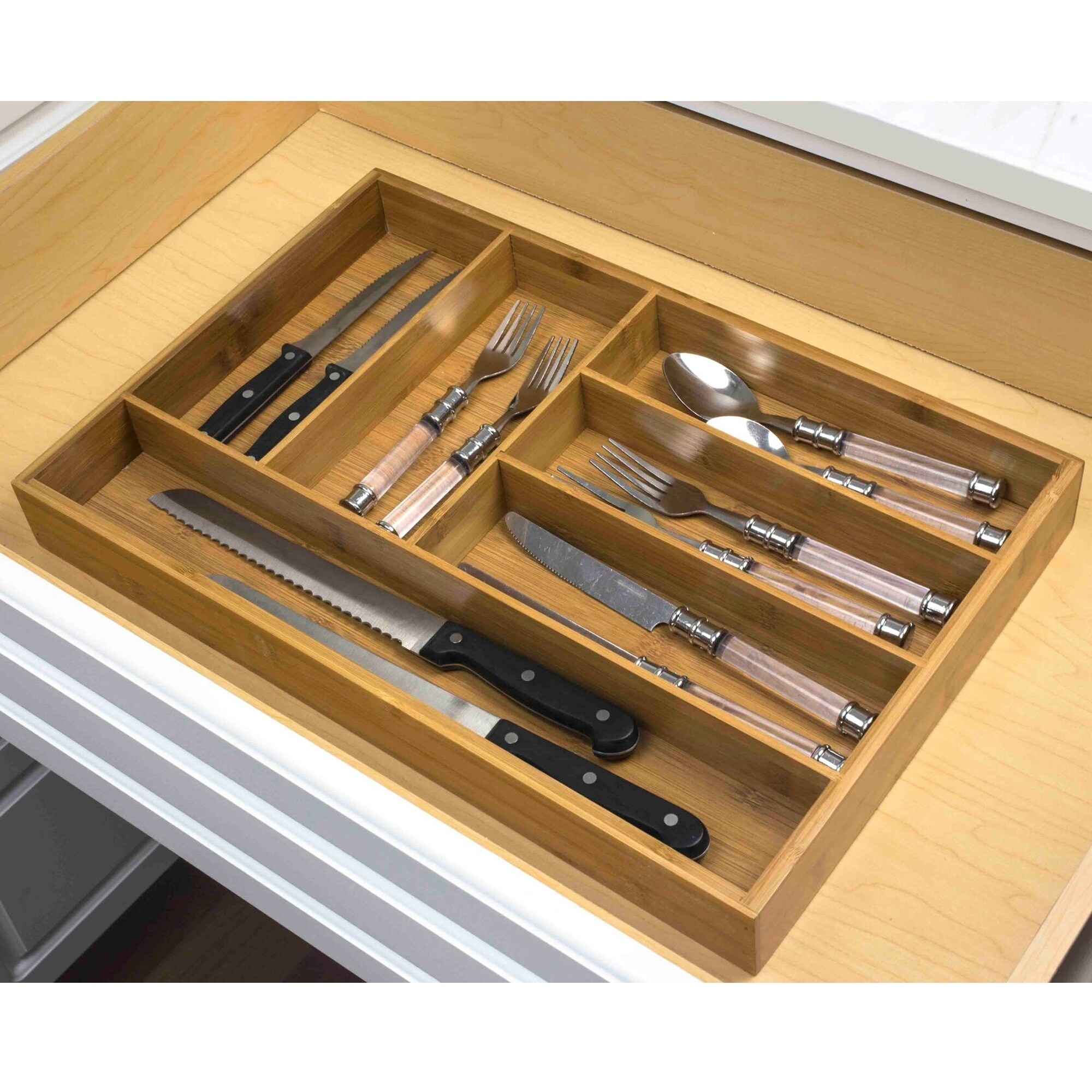 Shop All Natural Wood Cutlery Tray Large On Sale Free