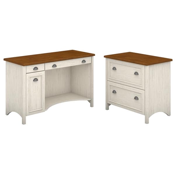 Shop Copper Grove Pernik Antique White Computer Desk With 2 Drawer