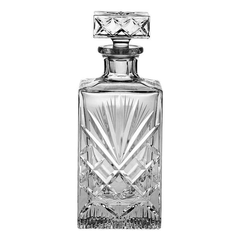 Majestic Gifts European Hand Cut Crystal Whiskey Square Decanter 30oz.