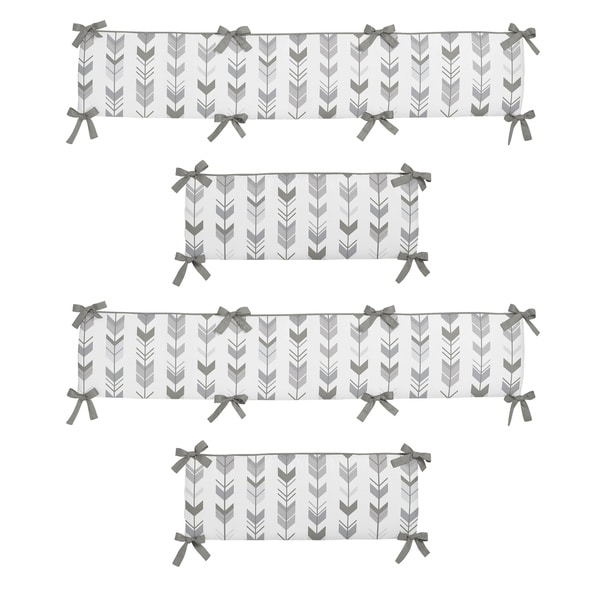 Sweet Jojo Designs Grey and White Mod Arrow Collection Baby Crib Bumper Pad
