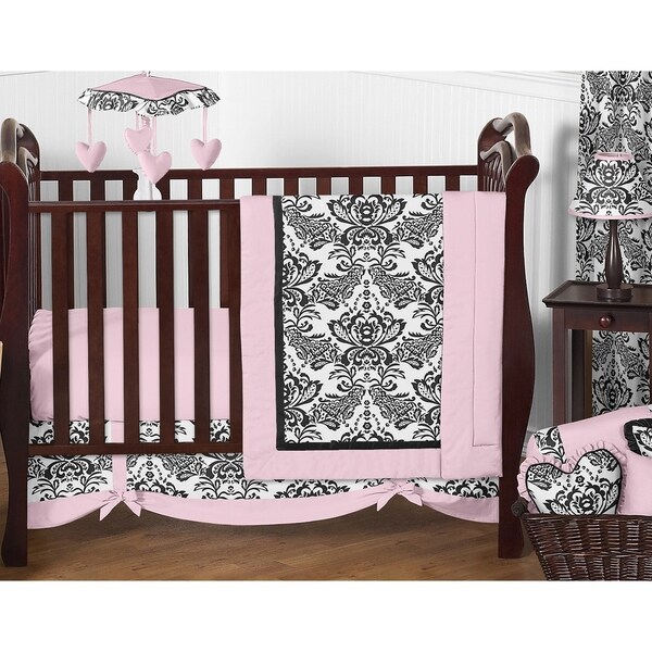 pink and black crib bedding