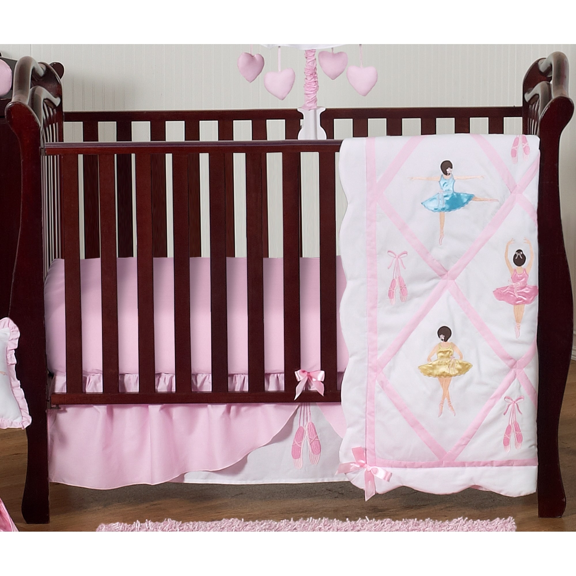 Shop Sweet Jojo Designs Pink Ballerina 4 Piece Bumperless Crib