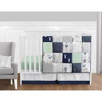 Sweet Jojo Designs Navy and Mint Woodsy Collection 11-piece Bumperless Crib Bedding Set