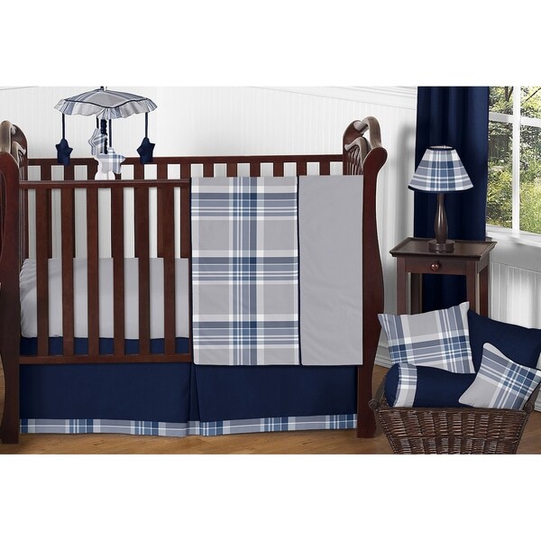 dark blue crib sheet