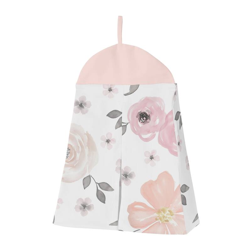 Sweet Jojo Designs Pink, Grey & White Shabby Chic Watercolor Floral Collection Baby Girl 11-piece Bumperless Crib Bedding Set
