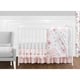 preview thumbnail 1 of 3, Sweet Jojo Designs Pink, Grey & White Shabby Chic Watercolor Floral Collection Baby Girl 11-piece Bumperless Crib Bedding Set