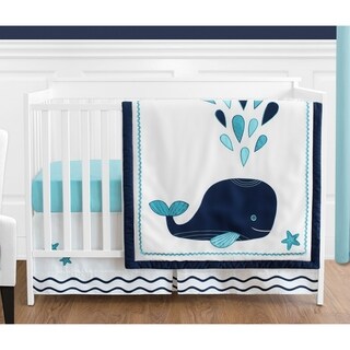 Sweet Jojo Designs Whale Collection 4-piece Bumperless Crib Bedding Set