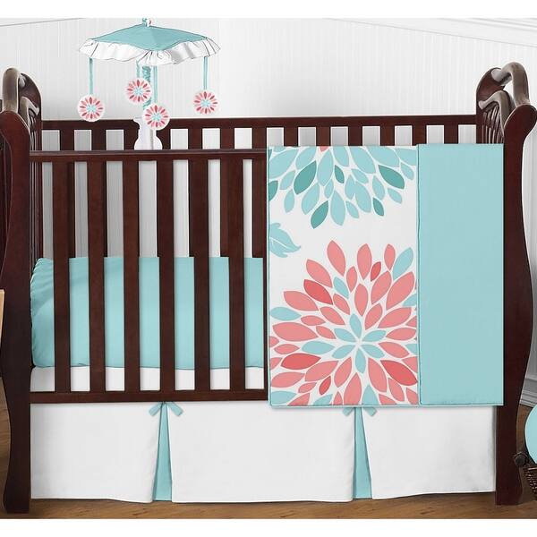 Turquoise Floral Baby Bedding Turquoise Floral Cot Bedding Floral