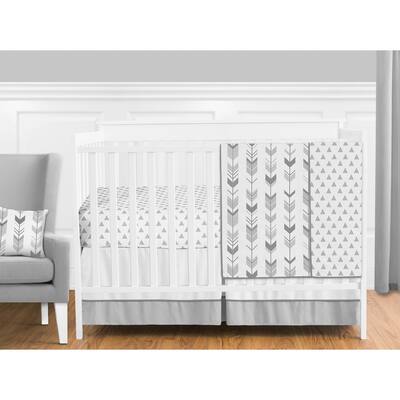 Sweet Jojo Designs Grey and White Mod Arrow Collection 4-piece Bumperless Crib Bedding Set
