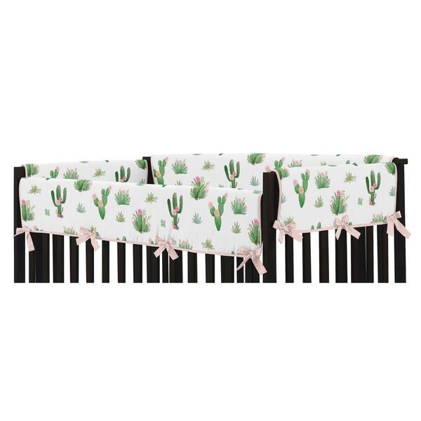Sweet Jojo Designs Pink and Green Cactus Floral Boho Watercolor Collection  Long Crib Rail Guard Cover - Bed Bath & Beyond - 20676788