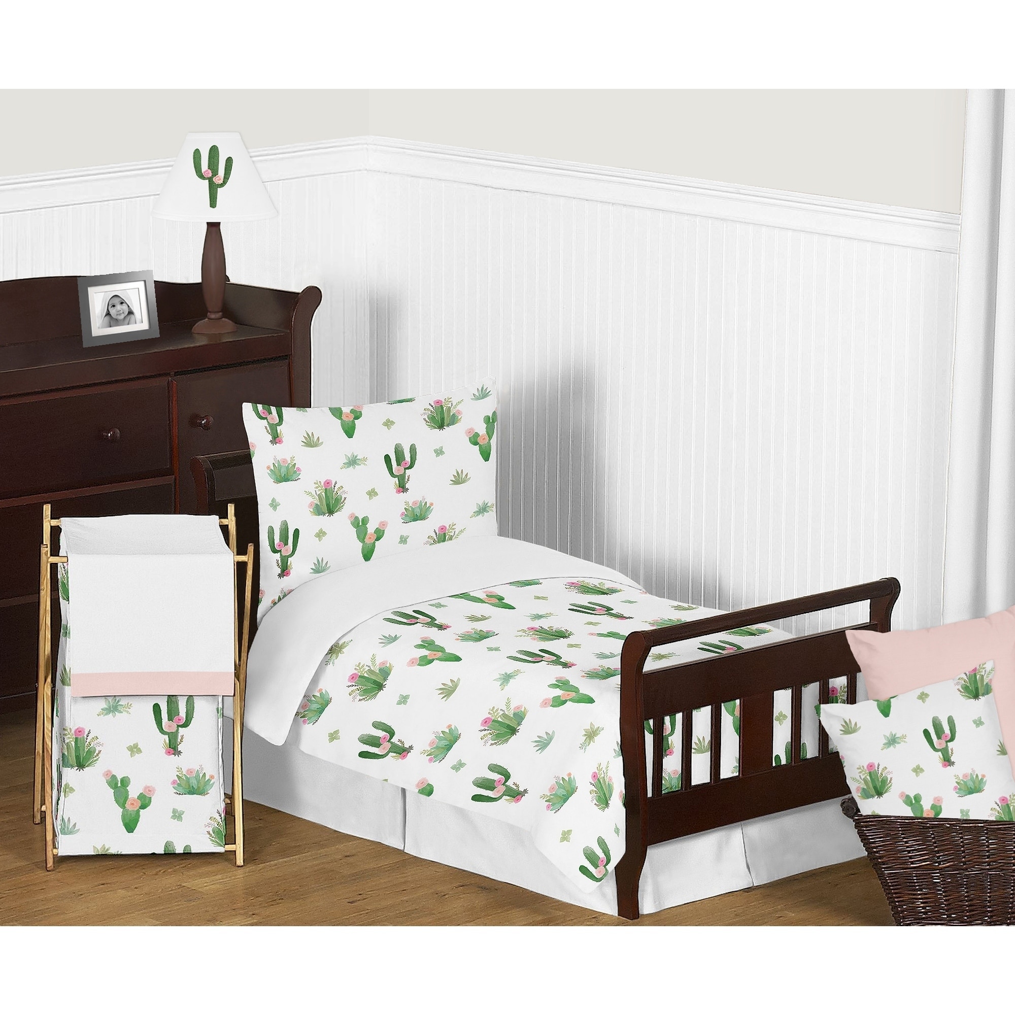 Shop Sweet Jojo Designs Pink And Green Boho Watercolor Cactus