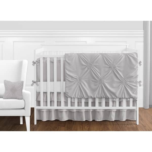 Sweet Jojo Designs Solid Color Grey Shabby Chic Harper Collection Girl 9 Piece Crib Bedding Set Overstock 20676907