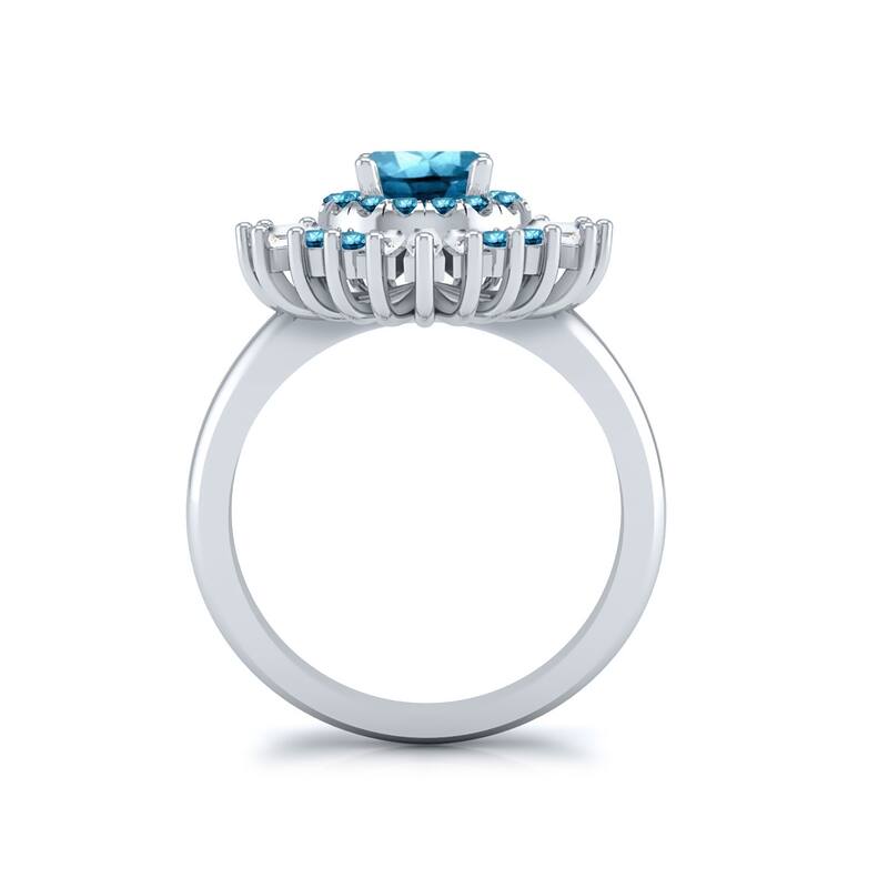 Auriya Vintage Ballerina 1 3/4ctw Baguette Halo Blue Diamond Engagement Ring 14k Gold (G-H, VS2-SI1)