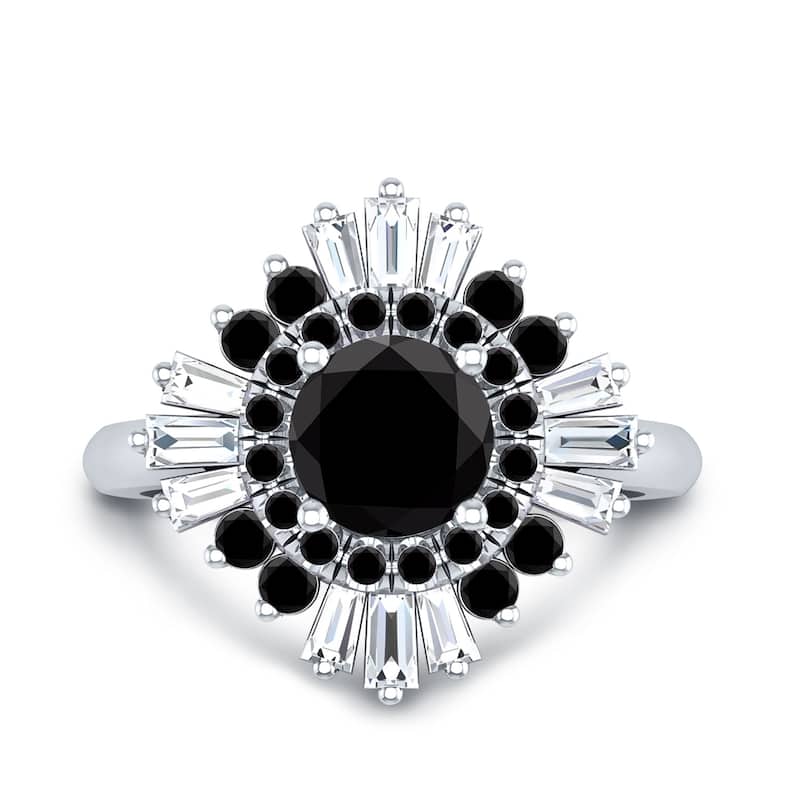 Auriya 14k Gold 2ctw Ballerina Halo Black Diamond Engagement Ring (G-H, VS2-SI1)