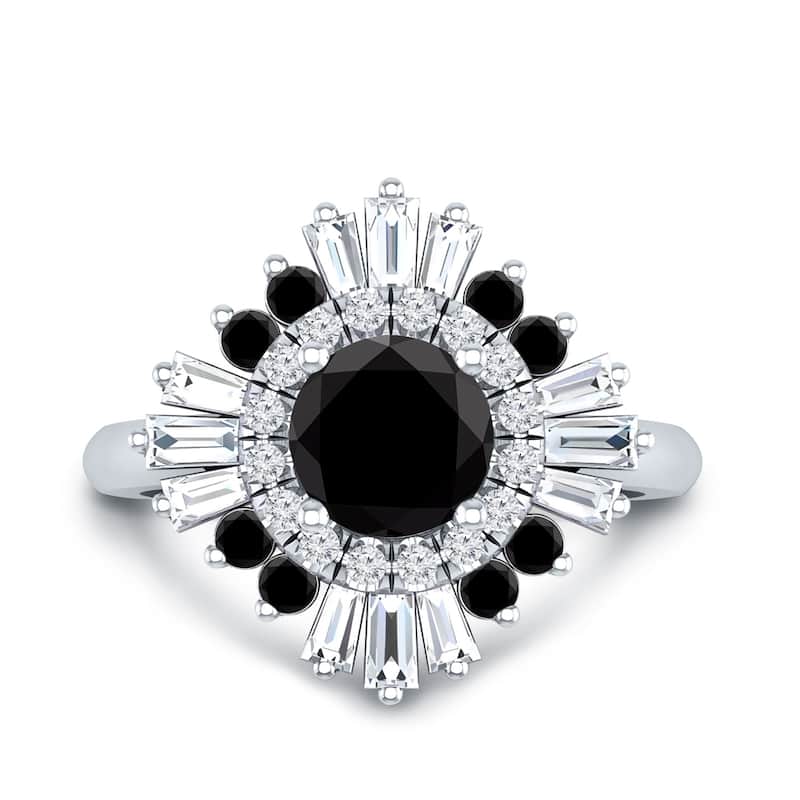 Auriya 14k Gold 2 1/6ctw Ballerina Halo Black Diamond Engagement Ring (G-H, VS2-SI1) - White - 6.5