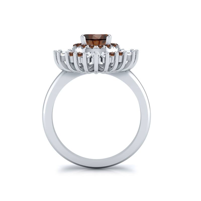 Auriya Vintage Ballerina 1 3/4ctw Baguette Halo Brown Diamond Engagement Ring 14k Gold