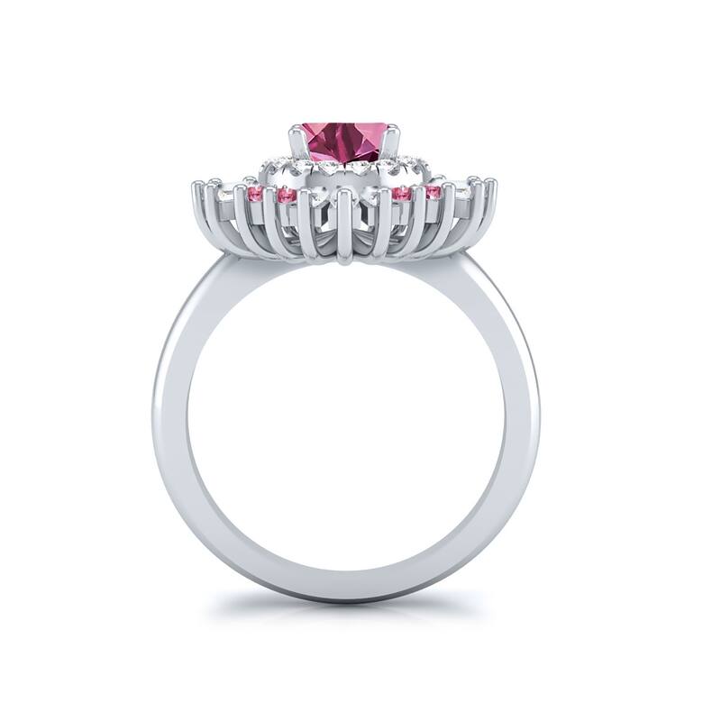 Auriya 14k Gold Vintage Ballerina 1 1/6ct Pink Sapphire and 1ct TDW Baguette Halo Diamond Engagement Ring (G-H, VS2-SI1)