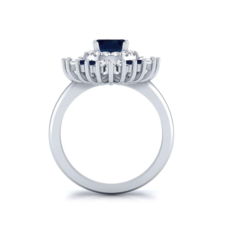 Auriya Vintage Ballerina 1 1/6ct Sapphire and 1ctw Baguette Halo Diamond Engagement Ring 14k Gold (G-H, VS2-SI1)