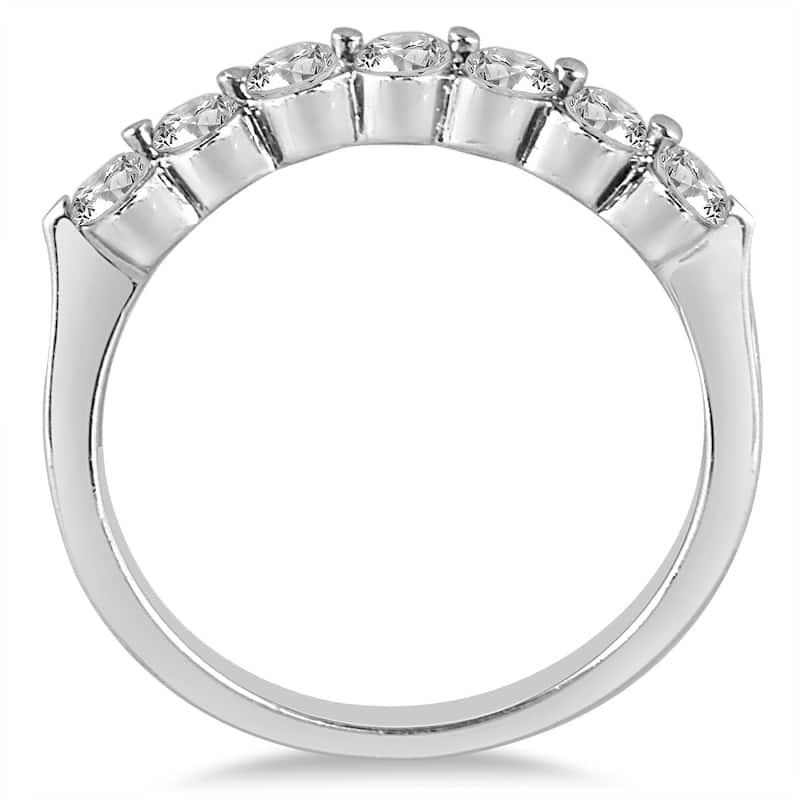 1/4 Carat TW Seven Stone Diamond Wedding Band in 14K White Gold