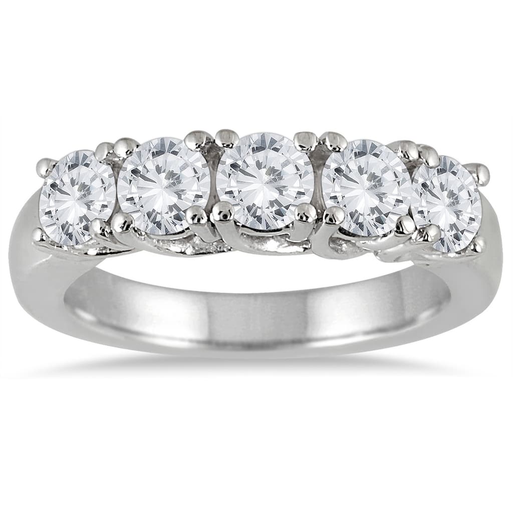 2 Carat TW Five Stone 14K White Gold Diamond Wedding Band