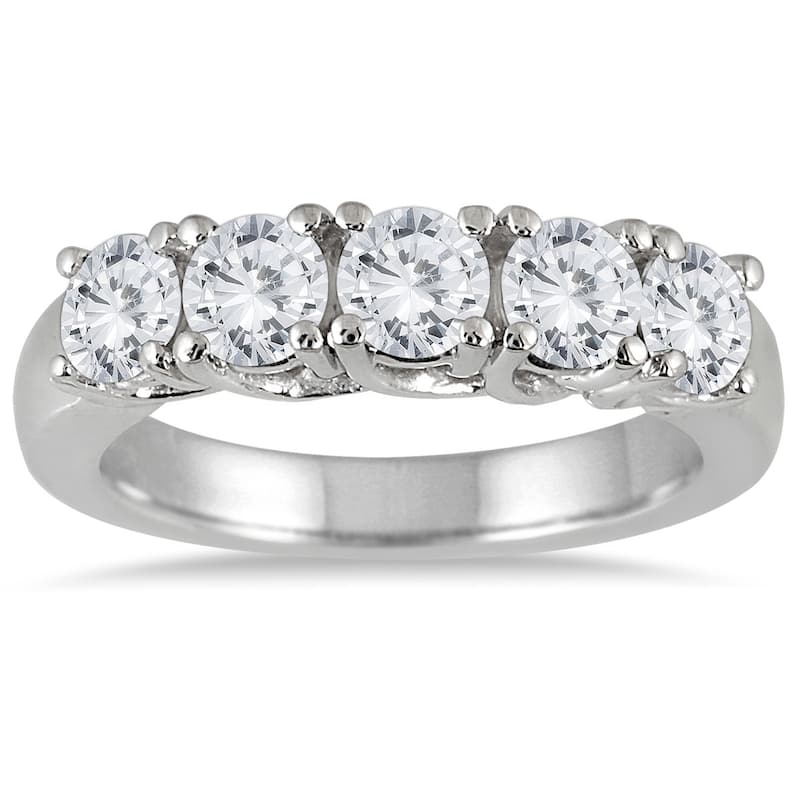 2 Carat TW Five Stone 14K White Gold Diamond Wedding Band