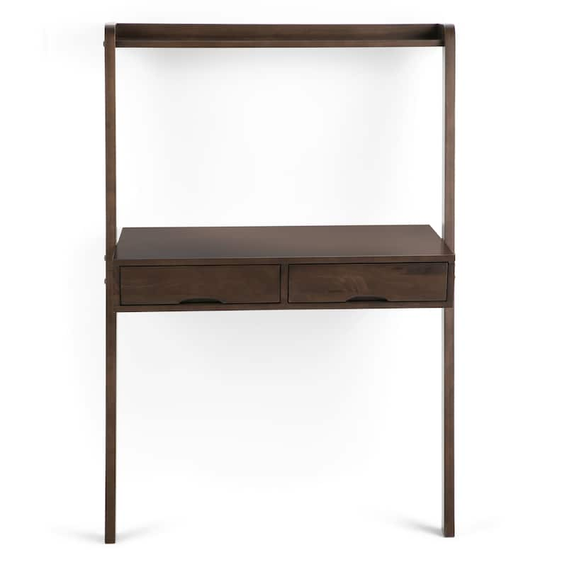 WYNDENHALL Darren SOLID WOOD Contemporary 36 inch Wide Modern Leaning Desk in Warm Walnut Brown