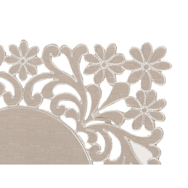 Florence Floral Cutwork Trimed Edge Placemats, 14 by 20-Inch, Set of 4, Taupe