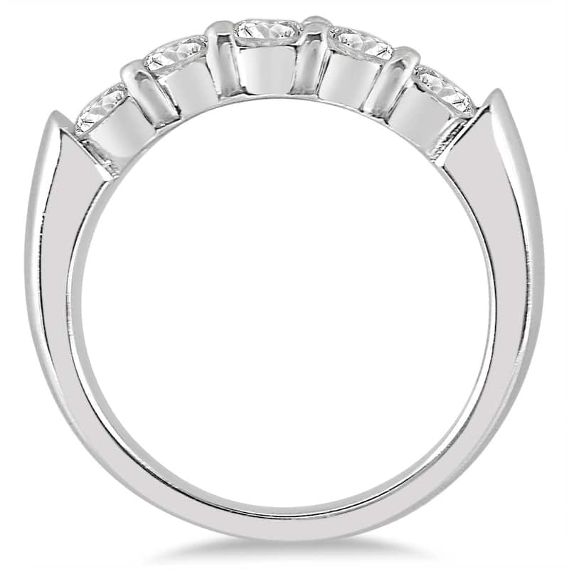 3/4 Carat TW Five Stone Diamond Wedding Band in 14K White Gold