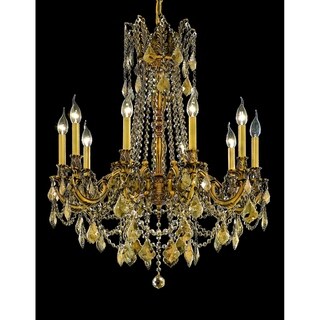 Fleur Illumination 10 light French Gold Chandelier (french gold/royal cut crystals (golden teak)) - Chandeliers For Bedrooms by Overstock.com