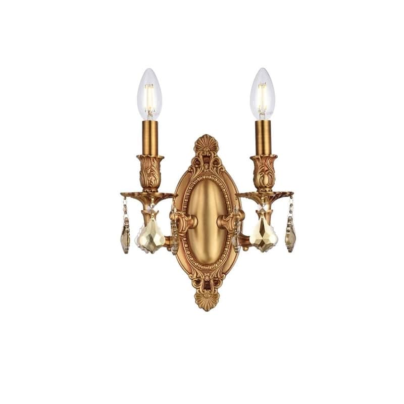 Fleur Illumination 2 light French Gold Wall Sconce - french gold/royal cut crystals (golden teak)