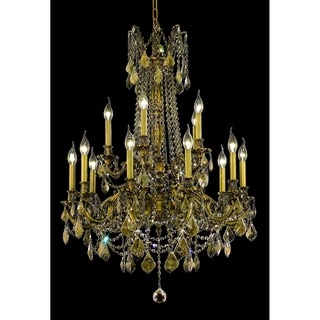 Fleur Illumination 15 light French Gold Chandelier (french gold/swarovski elements crystals (golden teak)) - Chandeliers For Bedrooms by Overstock.com