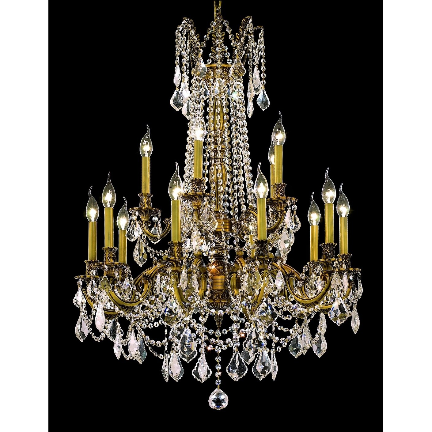 Fleur Illumination 15 light French Gold Chandelier (french gold/elegant cut crystals) - Chandeliers For Bedrooms by Overstock.com