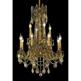 Fleur Illumination 12 light French Gold Chandelier (french gold/royal cut crystals (golden teak)) - Chandeliers For Bedrooms by Overstock.com