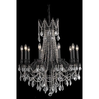 Fleur Illumination 10 light Dark Bronze Chandelier (Dark bronze/swarovski spectra crystals) - Chandeliers For Bedrooms by Overstock.com