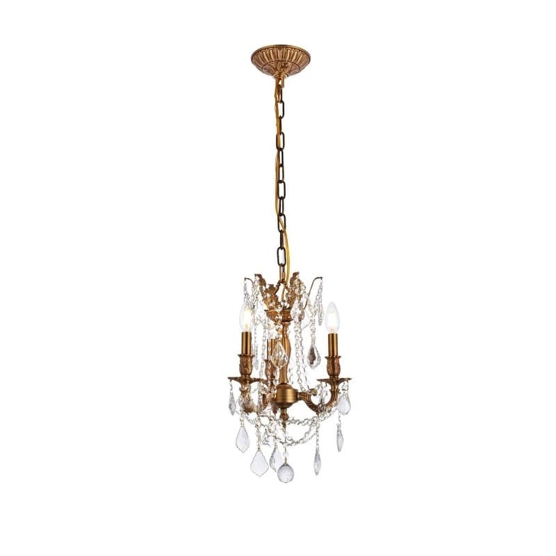 Fleur Illumination 3 light French Gold Pendant - french gold/royal cut crystals