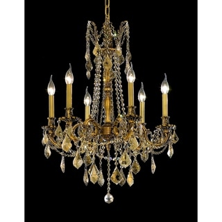Fleur Illumination 6 light French Gold Chandelier (french gold/swarovski elements crystals (golden teak)) - Chandeliers For Bedrooms by Overstock.com