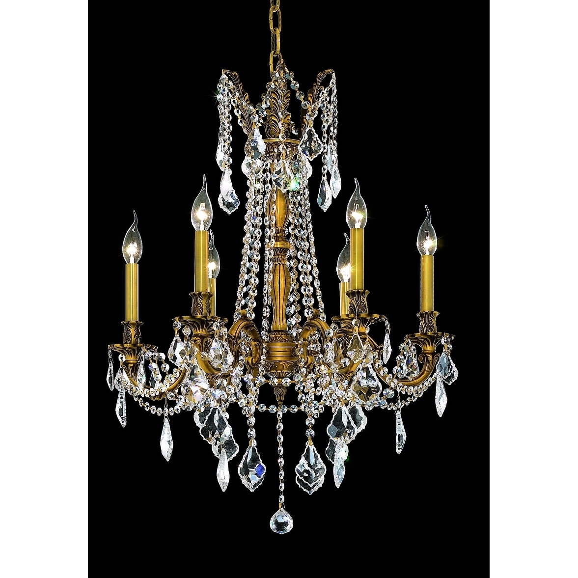 Fleur Illumination 6 light French Gold Chandelier (french gold/swarovski elements crystals) - Chandeliers For Bedrooms by Overstock.com