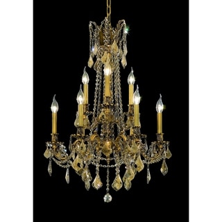 Fleur Illumination 9 light French Gold Chandelier (french gold/royal cut crystals (golden teak)) - Chandeliers For Bedrooms by Overstock.com