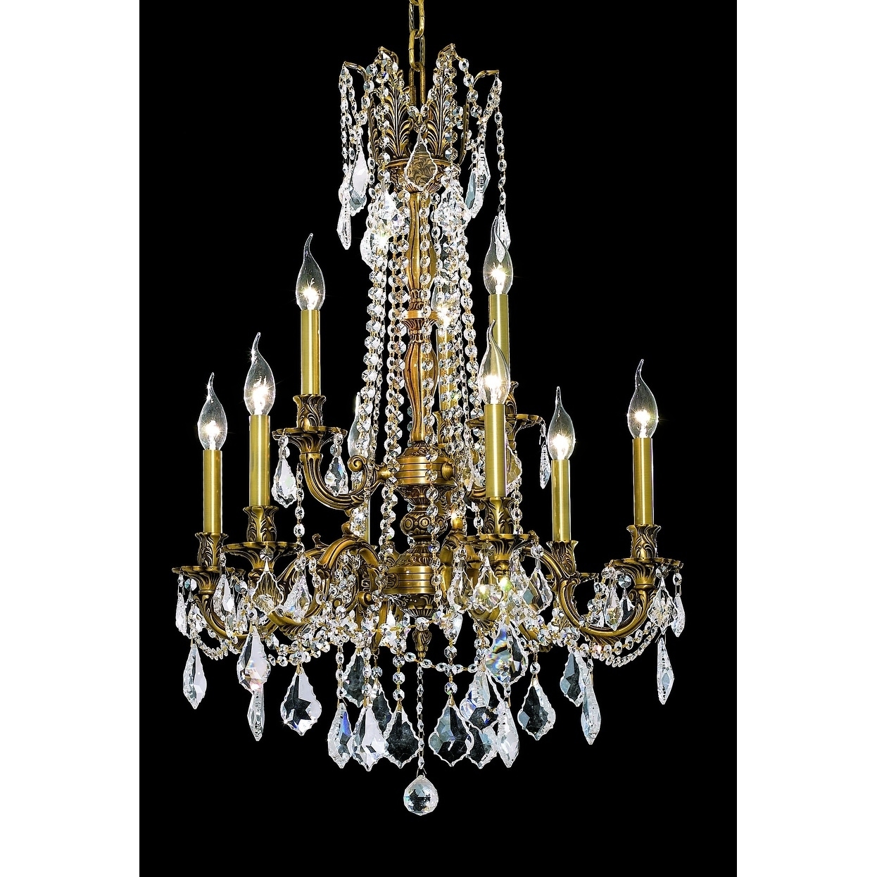 Fleur Illumination 9 light French Gold Chandelier (french gold/elegant cut crystals) - Chandeliers For Bedrooms by Overstock.com