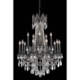 Fleur Illumination 15 light Dark Bronze Chandelier (Dark bronze/royal cut crystals) - Chandeliers For Bedrooms by Overstock.com