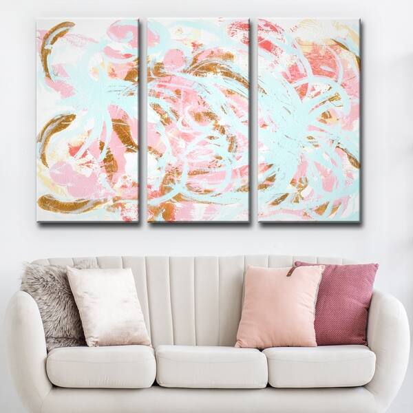 slide 2 of 4, Ready2HangArt 'Grande Jete' Wrapped Canvas Art Set - Pink