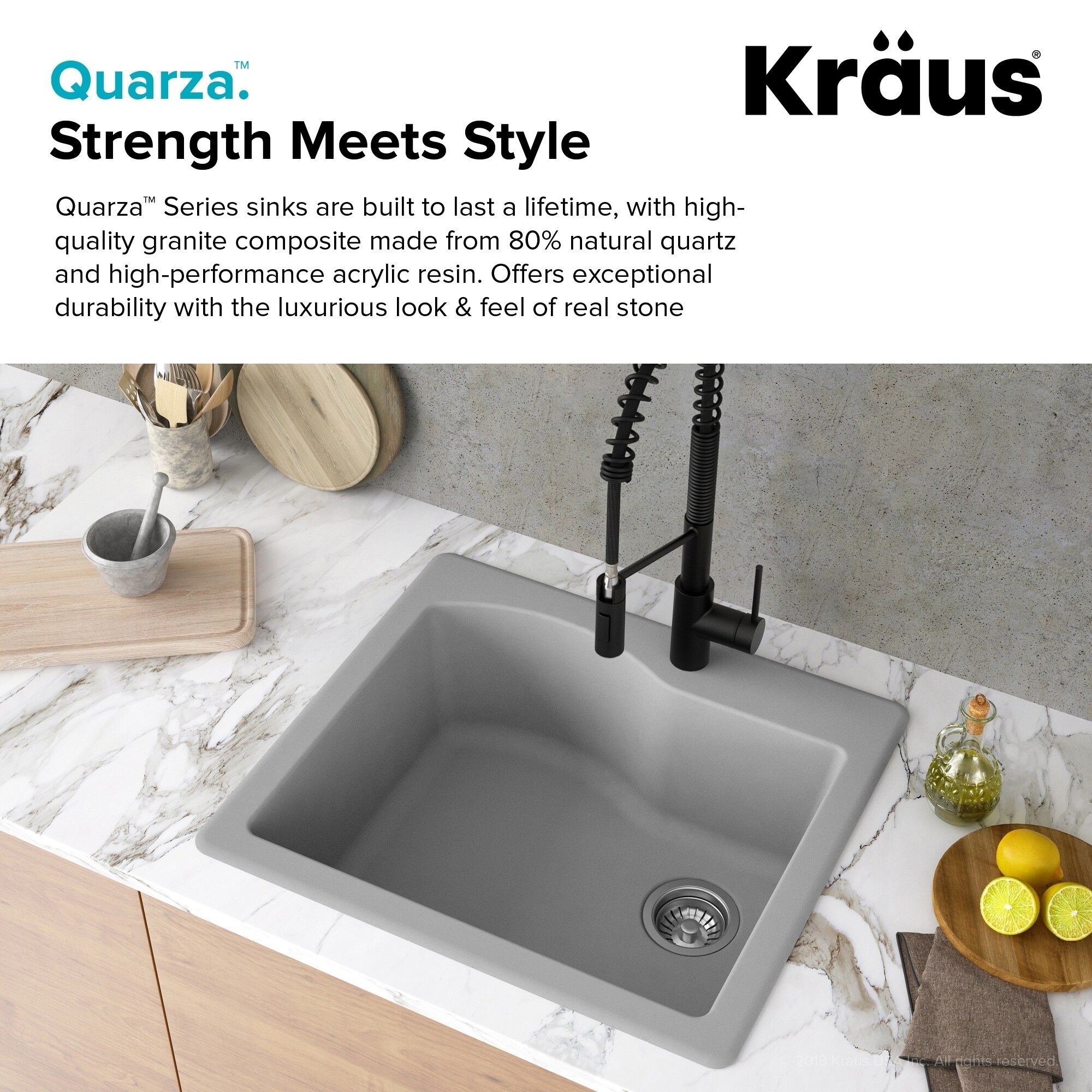 Shop Kraus Kgd 441 Quarza Undermount Drop In 25 Inch Granite