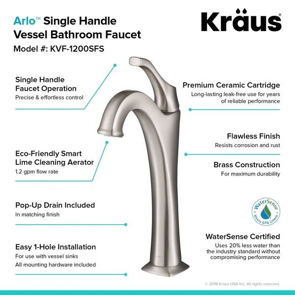 Shop Kraus Kvf 1200 Arlo Single Hole 1 Handle Bathroom Vessel