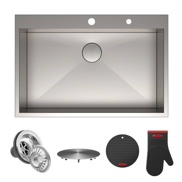 Kraus Pax Zero Radius 33 Inch Topmount Single Bowl Stainless Steel Kraus Pax Zero Radius 33 Inch Topmount Single Bowl Stainless Steel Kitchen Sink